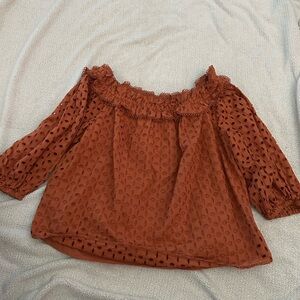 Ryegrass Chic Off-Shoulder Rust Blouse